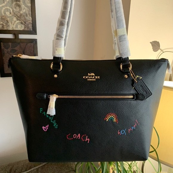 LIMITED EDITION 🔥Authentic COACH LEATHER with dairy embroidery zip top Tote - Picture 11 of 14